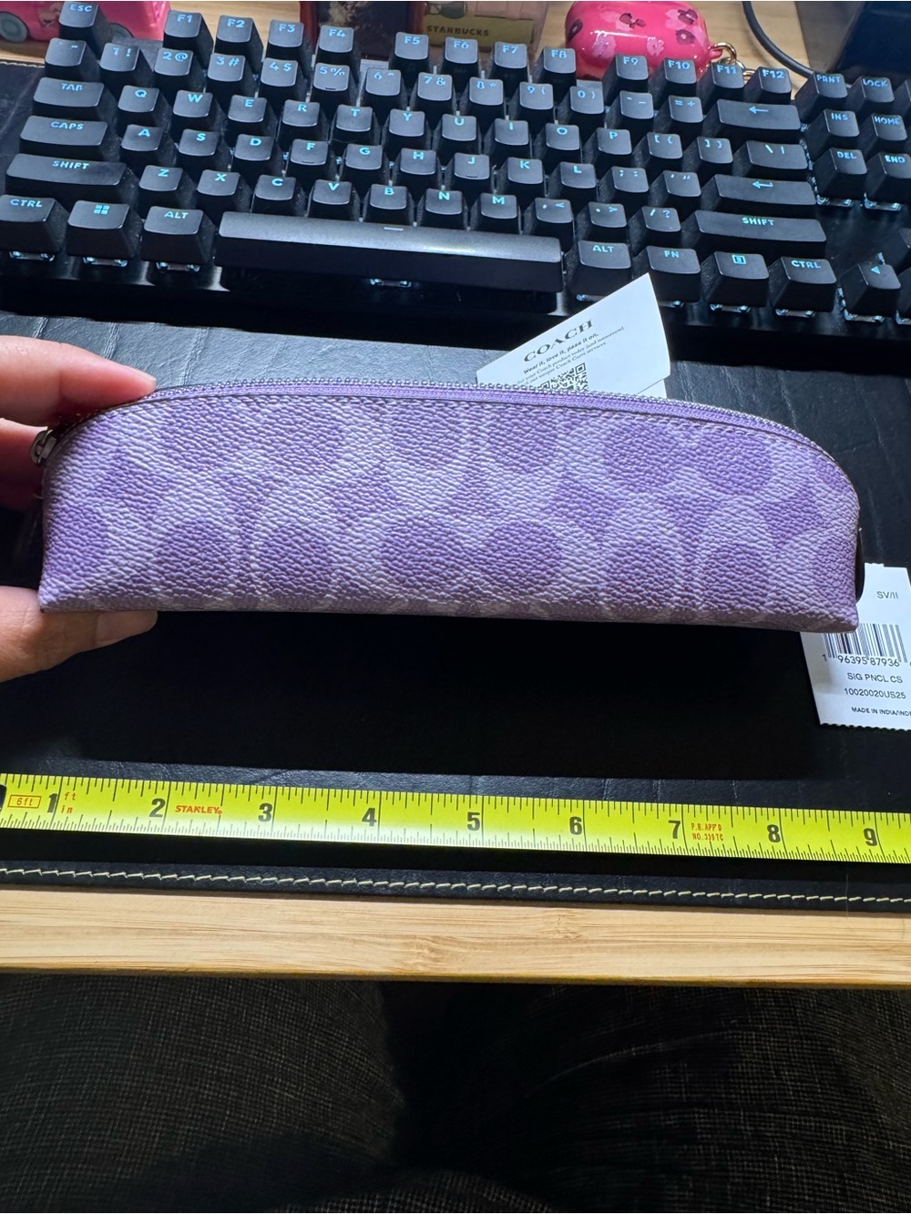 Coach signature pencil case in iris / purple - Picture 2 of 7